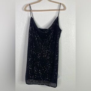 ASOS black sequin shift dress size 8